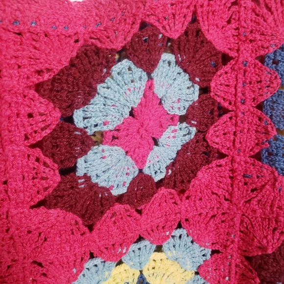 Granny square knit crochet boho hippie crop top flowers XL festival coachella - Picture 3 of 8